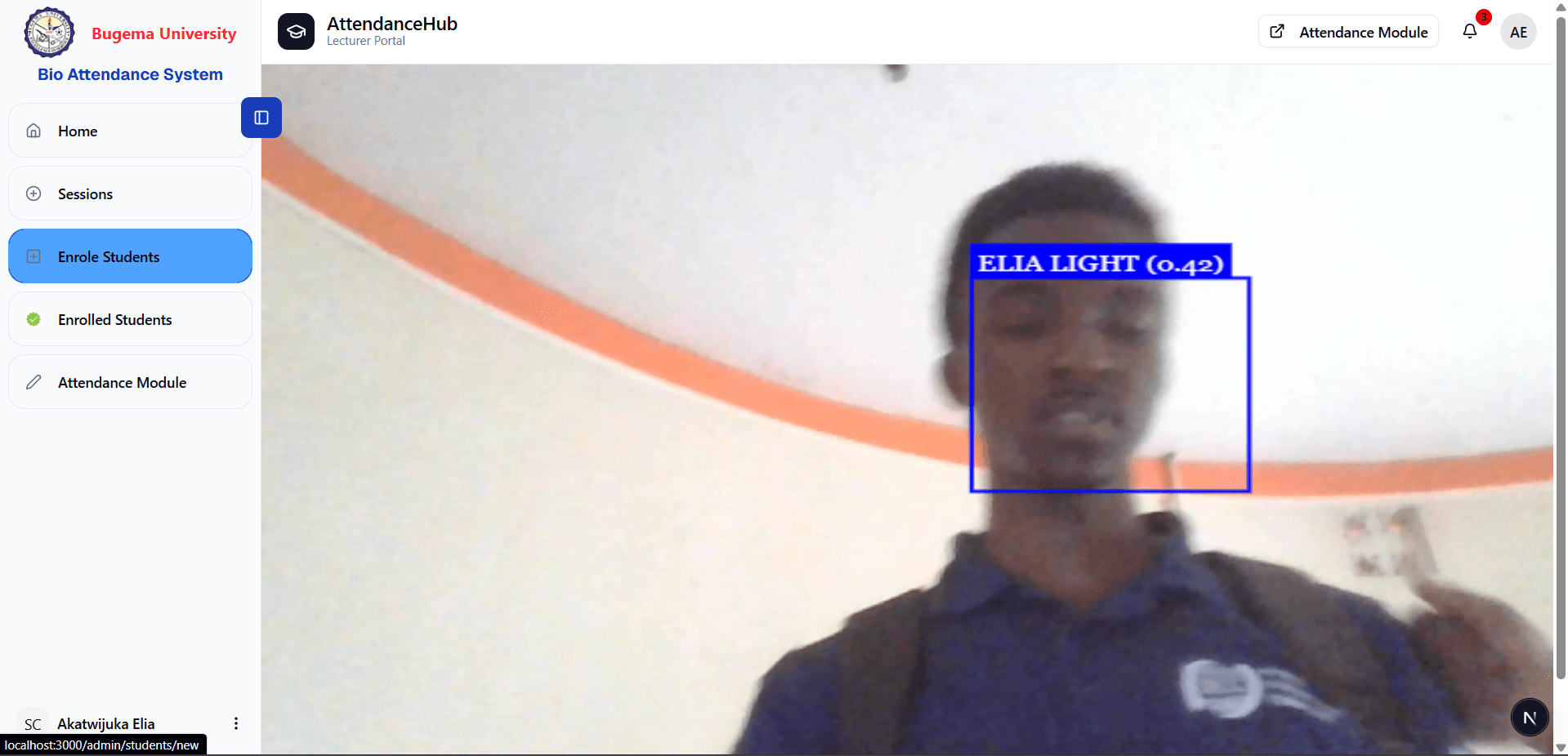 Facial Recognition Attendance screenshot