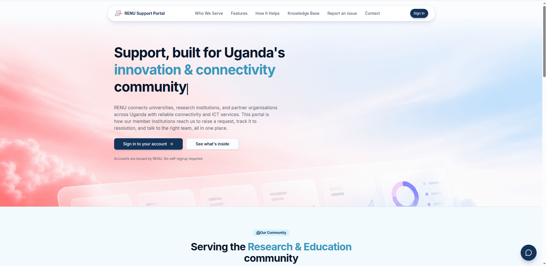 RENU Support Portal screenshot